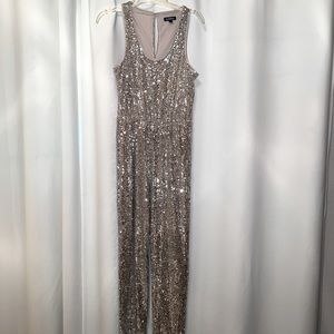 Express Silver Sequin Jumpsuit size XS